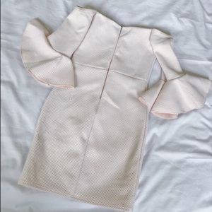 Misguided Light Pink Off Shoulder Dress